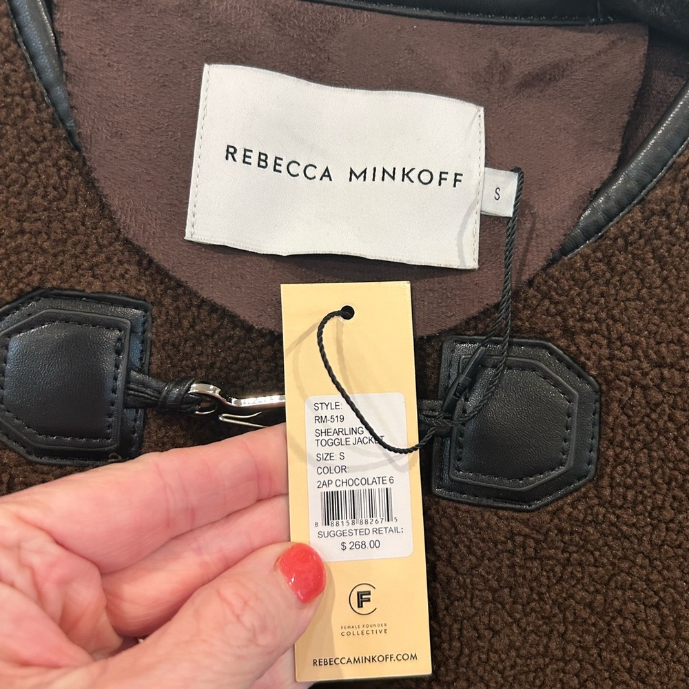 Rebecca Minkoff Chocolate Shearling Toggle Jacket‎ Women’s Size Small - Picture 7 of 12